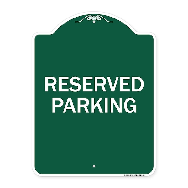 Reserved Parking Bright Yellow, Green & White Aluminum Architectural Sign, 18" x 24", GW-1824-22991